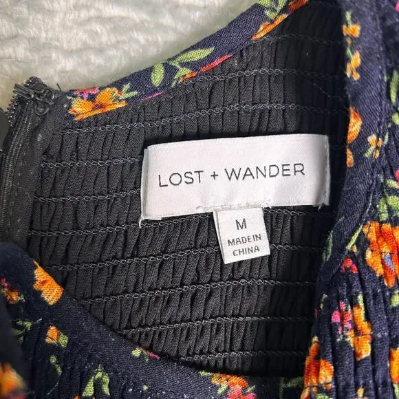 Anthropologie Lost + Wander Maxi Dress Womens M Floral Smocked Bloomcore Fall - Picture 6 of 9